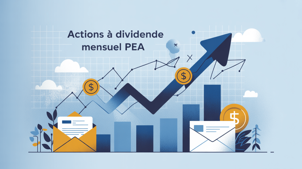 Illustration claire action à dividende mensuel PEA gestion investissement