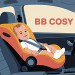 bb cosy installé dans voiture, illustration vectorielle