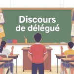 discours de delegue eleve debout devant classe