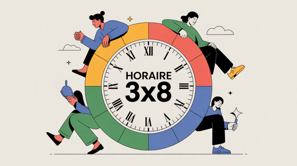 illustration horaire 3x8 équipes relais horloge