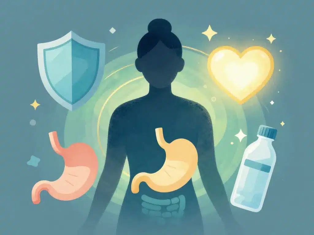 illustration des 12 bienfaits de l eau alcaline centrée sur les avantages santé