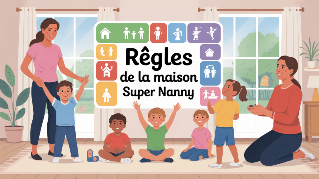 les règles de la maison super nanny affiche famille salon