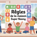 les règles de la maison super nanny affiche famille salon