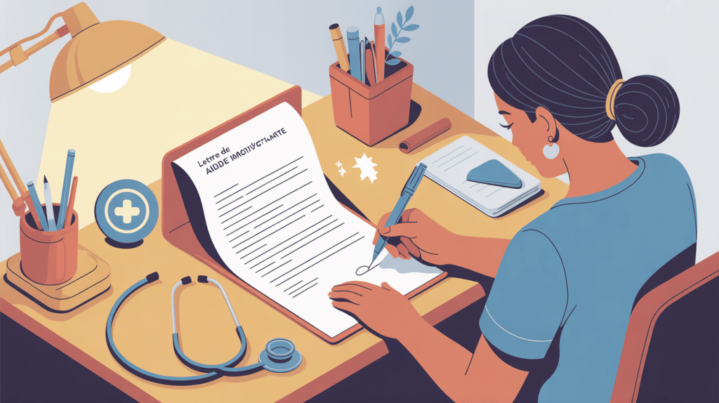 illustration lettre de motivation aide soignante bureau stéthoscope