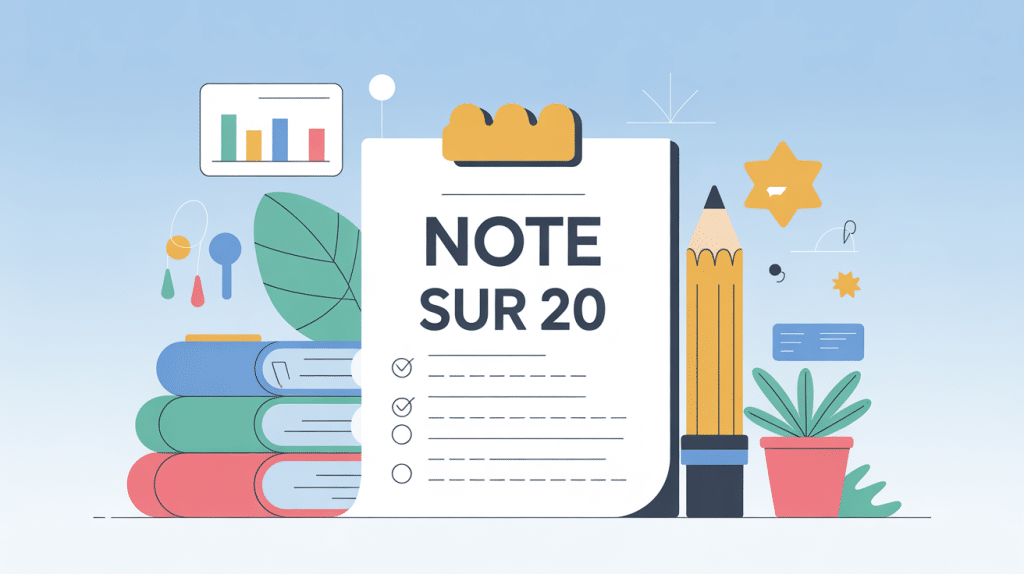 illustration évaluation mettre une note sur 20