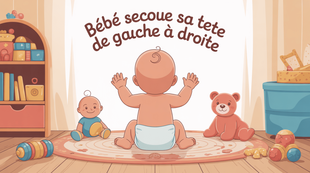 mon bébé secoue sa tête de gauche à droite rapidement sur un tapis de jeu