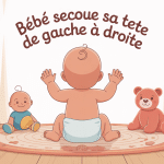 mon bébé secoue sa tête de gauche à droite rapidement sur un tapis de jeu
