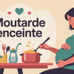 moutarde enceinte femme à table avec pot