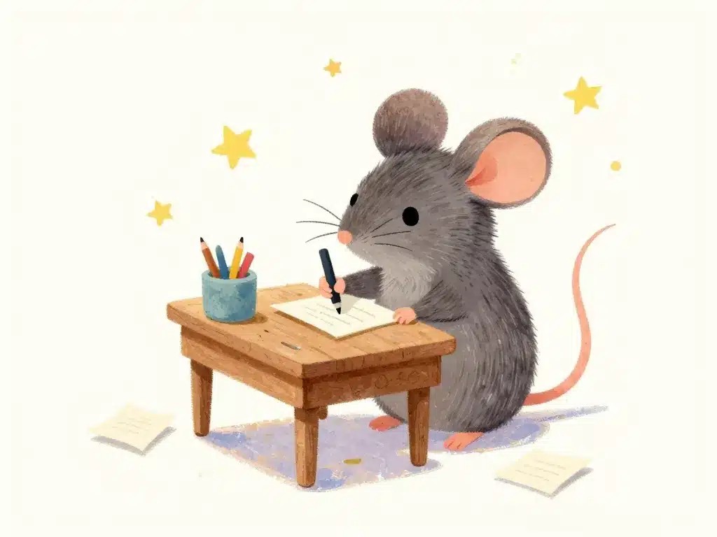 scène dessinée création facile petit mot de la petite souris à imprimer