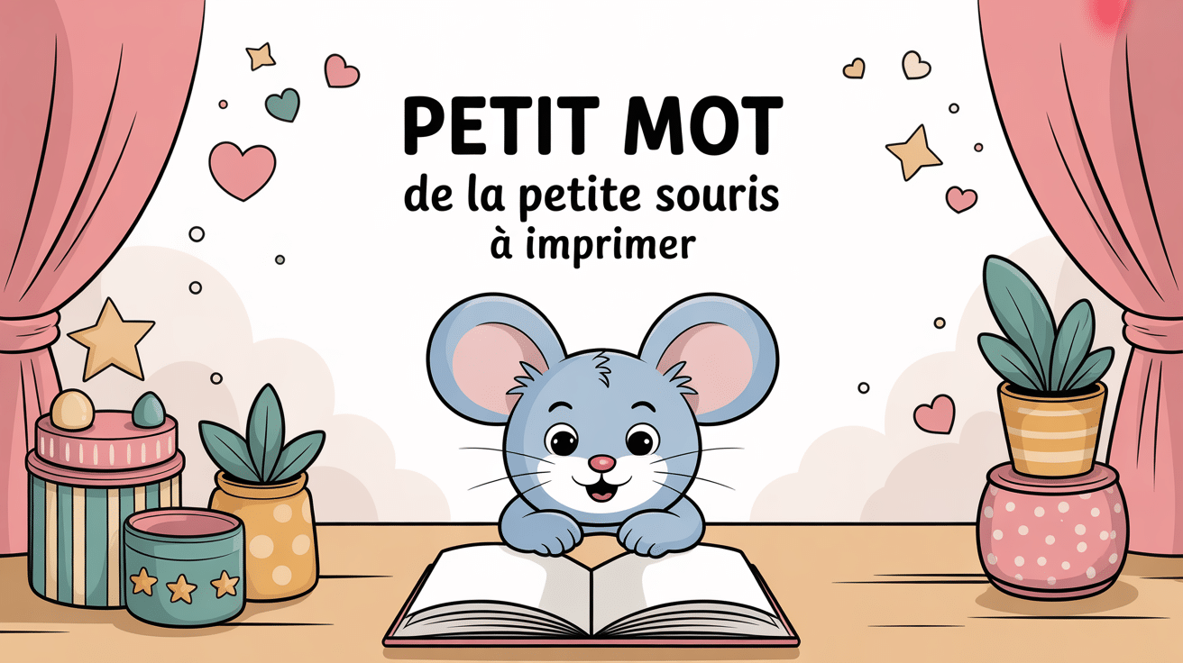 illustration douce du petit mot de la petite souris à imprimer