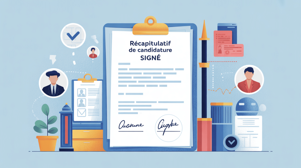 illustration moderne de récapitulatif de votre candidature signé validé