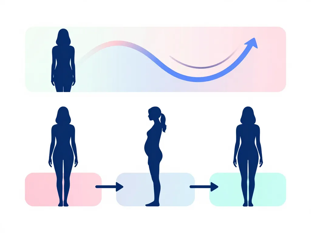 Diagramme trimestres tableau prise de poids grossesse par mois, variations courbe