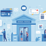 avis sur banque postale illustration épurée sécurité proximité digitalisation