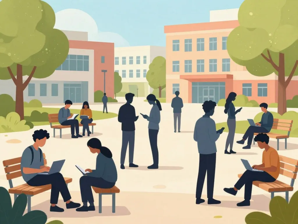 Étudiants sur le campus universitaire de Saint-Jérôme