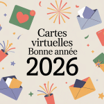 envoi de cartes virtuelles bonne année 2025 illustration festive