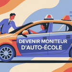 Illustration moderne métier comment devenir moniteur auto ecole France