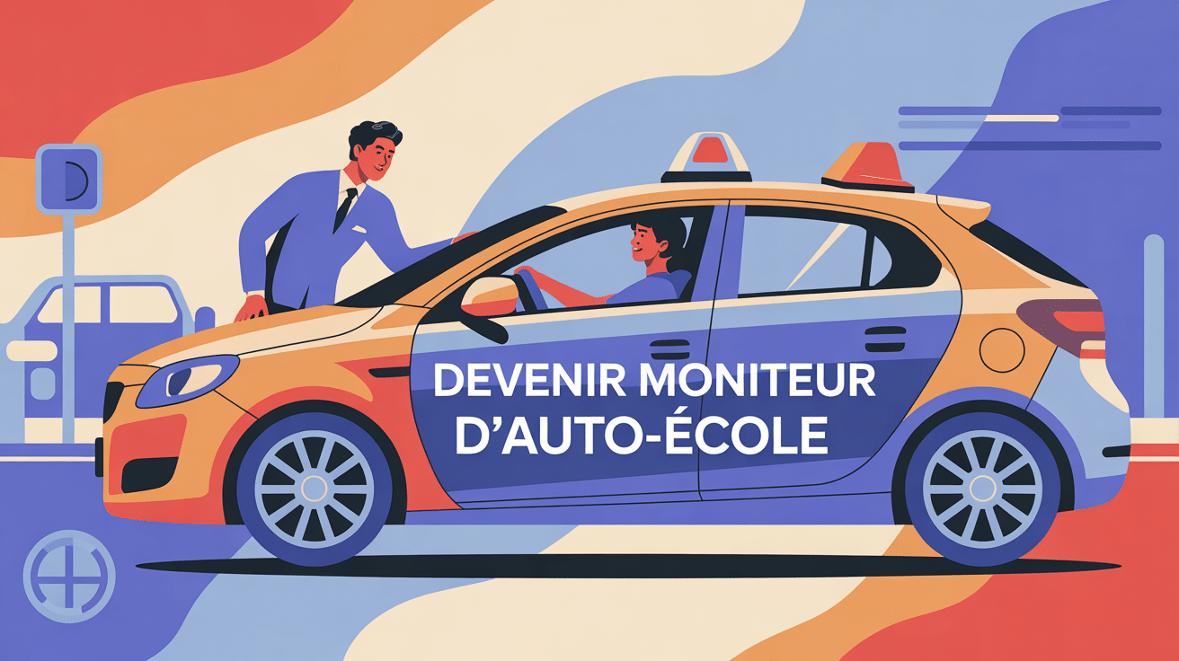Illustration moderne métier comment devenir moniteur auto ecole France