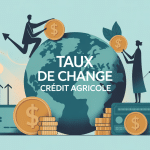 Illustration taux de change Crédit Agricole globe échange devises