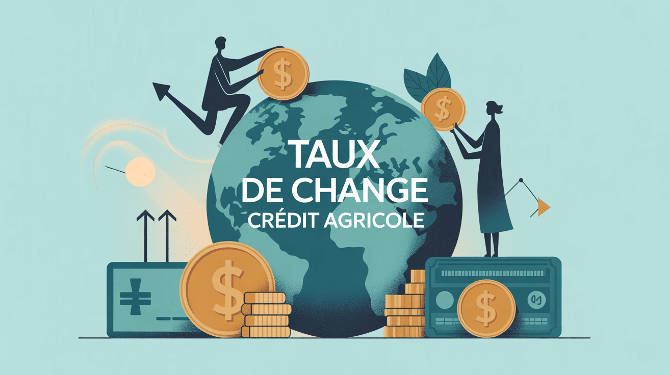 Illustration taux de change Crédit Agricole globe échange devises