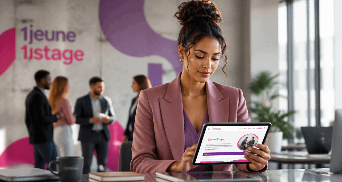 1jeune1stage jeune femme tablette open space