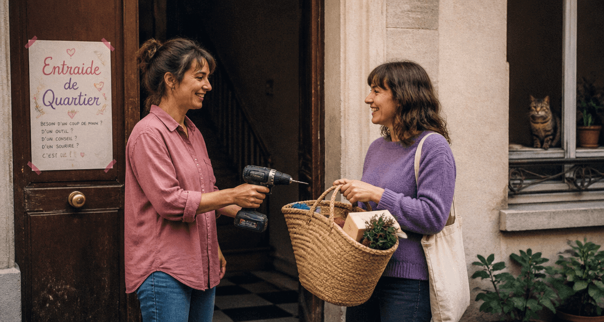 aide entre voisin échange perceuse et courses