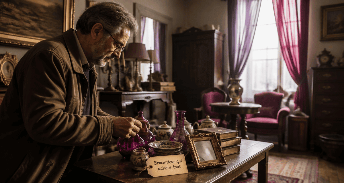 brocanteur qui achète tout inspecte objets anciens