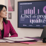 Chef de projet qualité devant tableau de bord digital