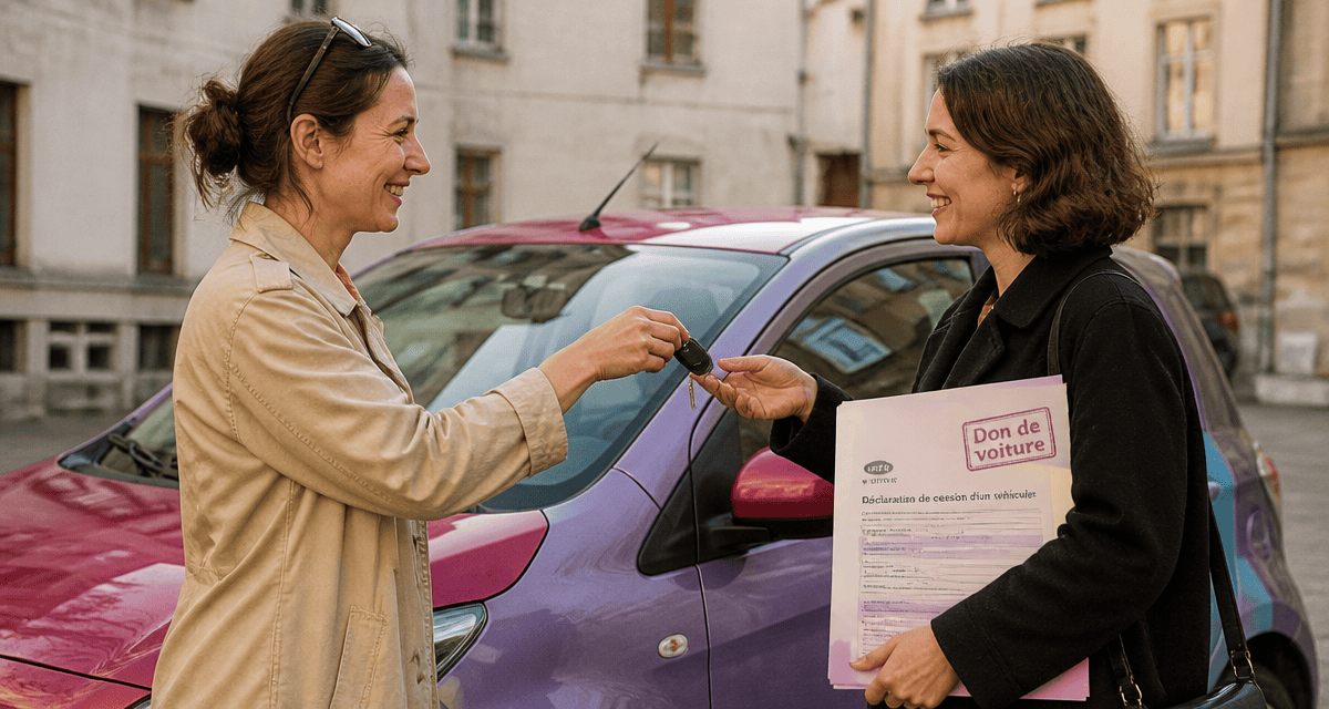 don de voiture entre particulier deux femmes échange clé