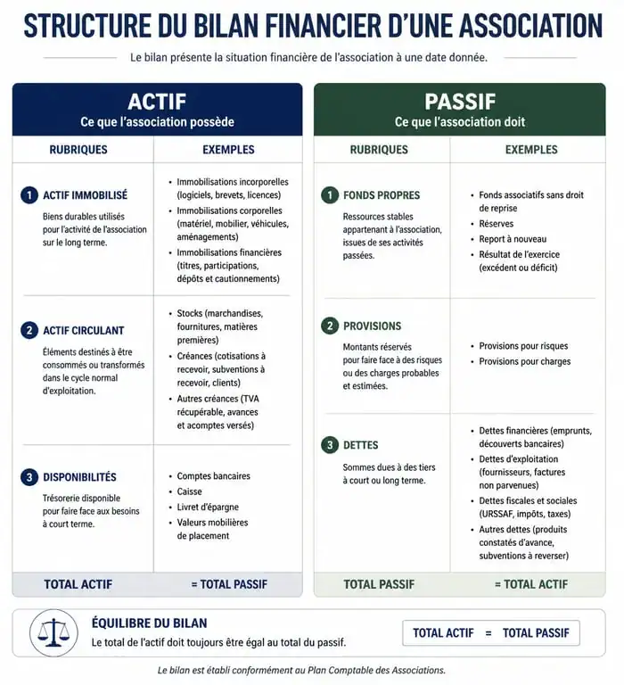 Exemple de structure de bilan financier pour association loi 1901
