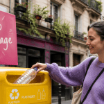 photo recyclage femme tri bouteille plastique
