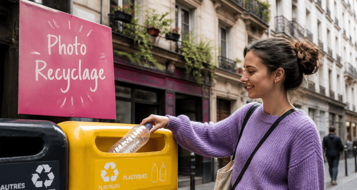 photo recyclage femme tri bouteille plastique