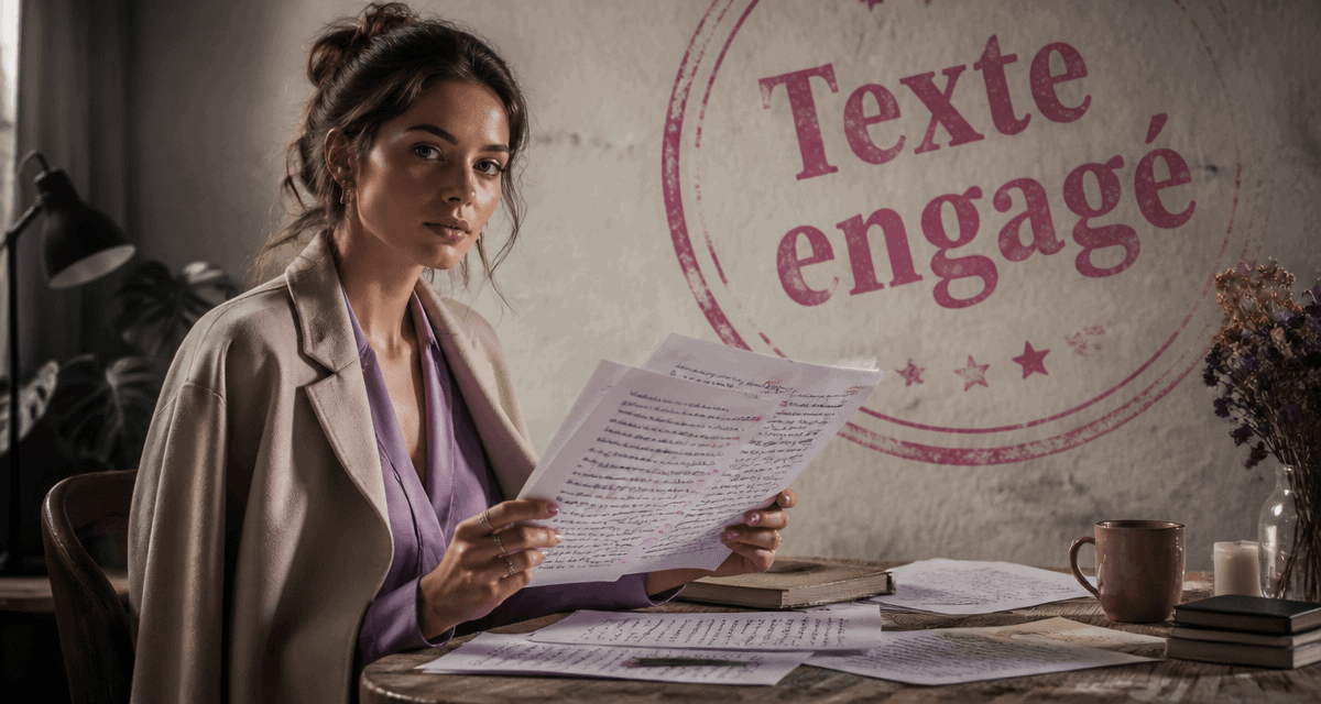 Texte engagé femme manuscrit lumière tamisée