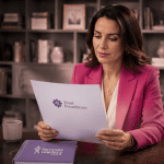 Femme examinant document trust foundations