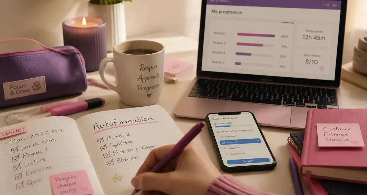 Autoformation : carnet, quiz et progression