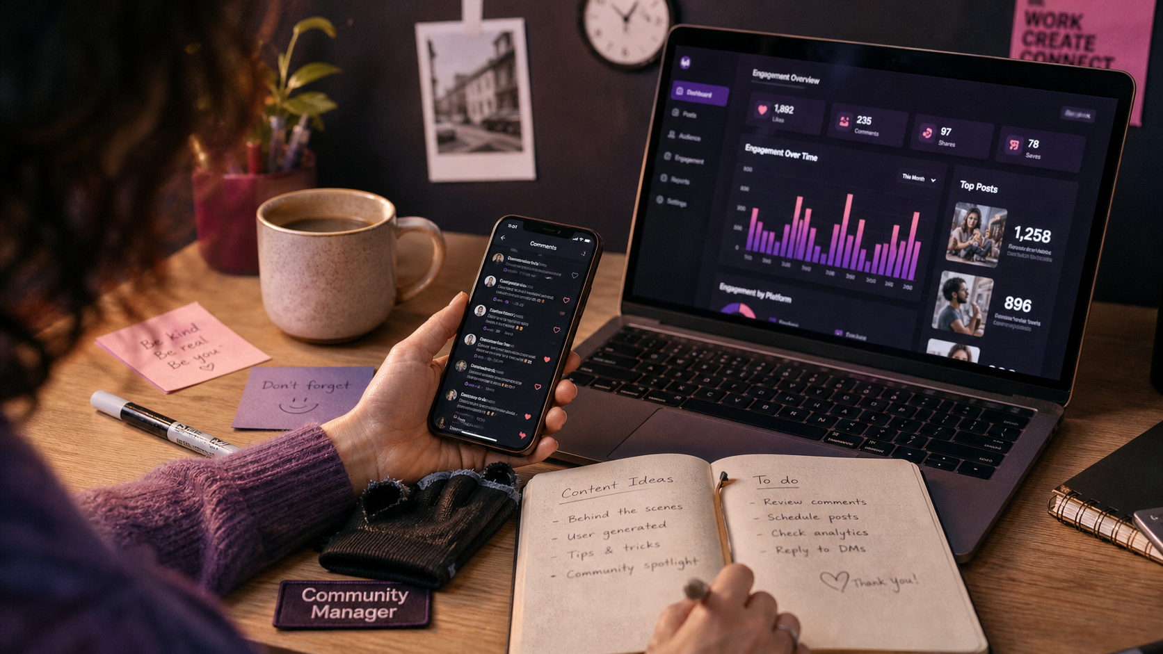 Community manager c’est quoi : bureau, messages et engagement social media