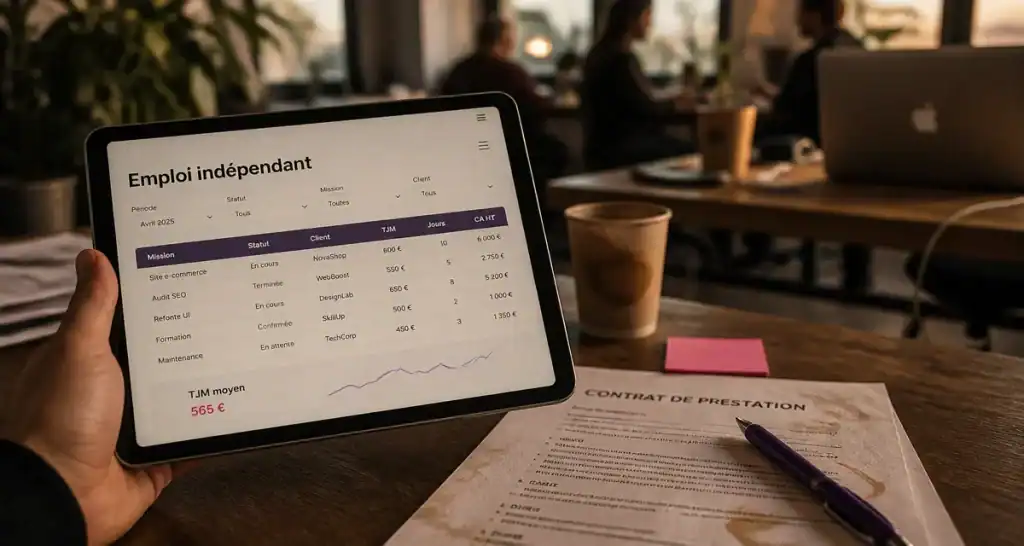 Emploi pour independant : tablette avec filtres TJM et missions