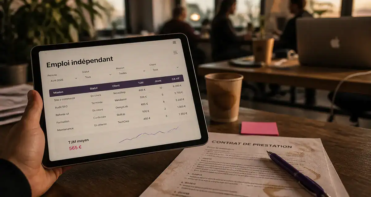 Emploi pour independant : tablette avec filtres TJM et missions