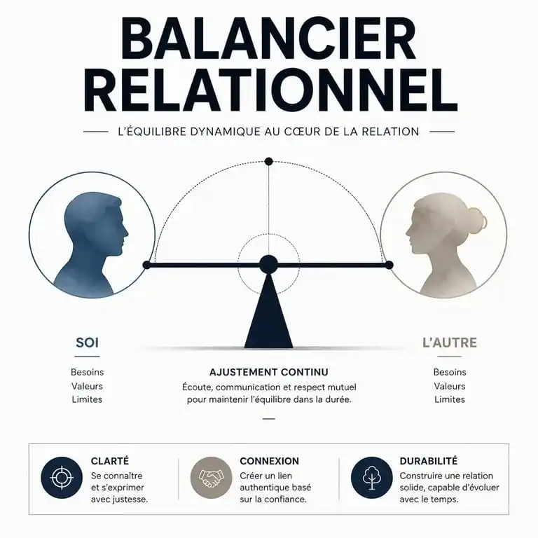 Schéma illustrant le concept de balancier relationnel dans les interactions professionnelles