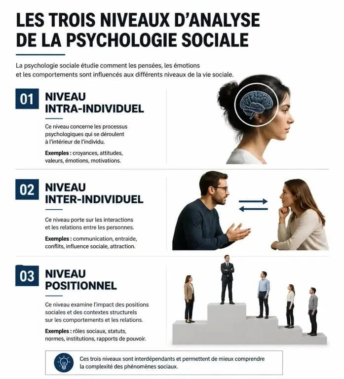 Schéma des trois niveaux d'analyse en psychologie sociale