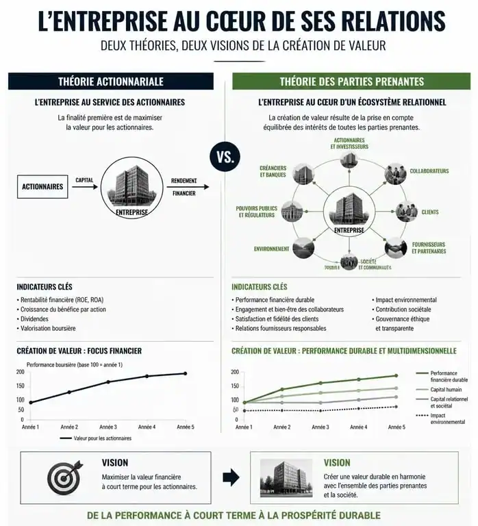 Comparaison entre théorie actionnariale et théorie des parties prenantes