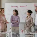 Groupe en réunion sur le leadership collaboratif