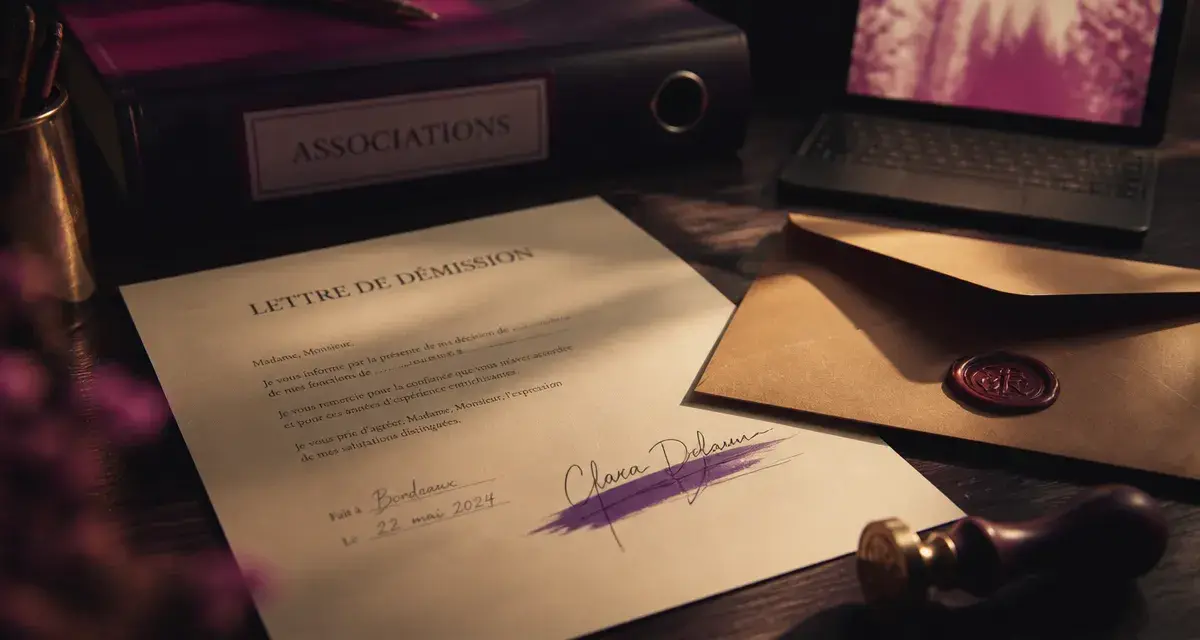 Lettre de demission association secretaire : modèle sur bureau