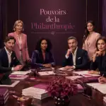 philanthrope célèbre groupe contemporain autour table