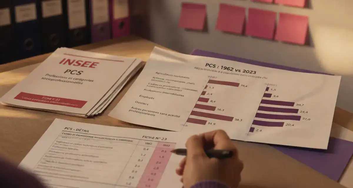 Structure socioprofessionnelle définition : emploi en France, PCS INSEE et graphique 1962 vs 2023
