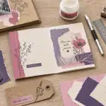 Activité manuelle adulte DIY : kit et niveau, scrapbooking sur table
