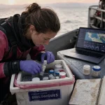 Biologie marine métier : biologiste prépare des prélèvements sur le terrain