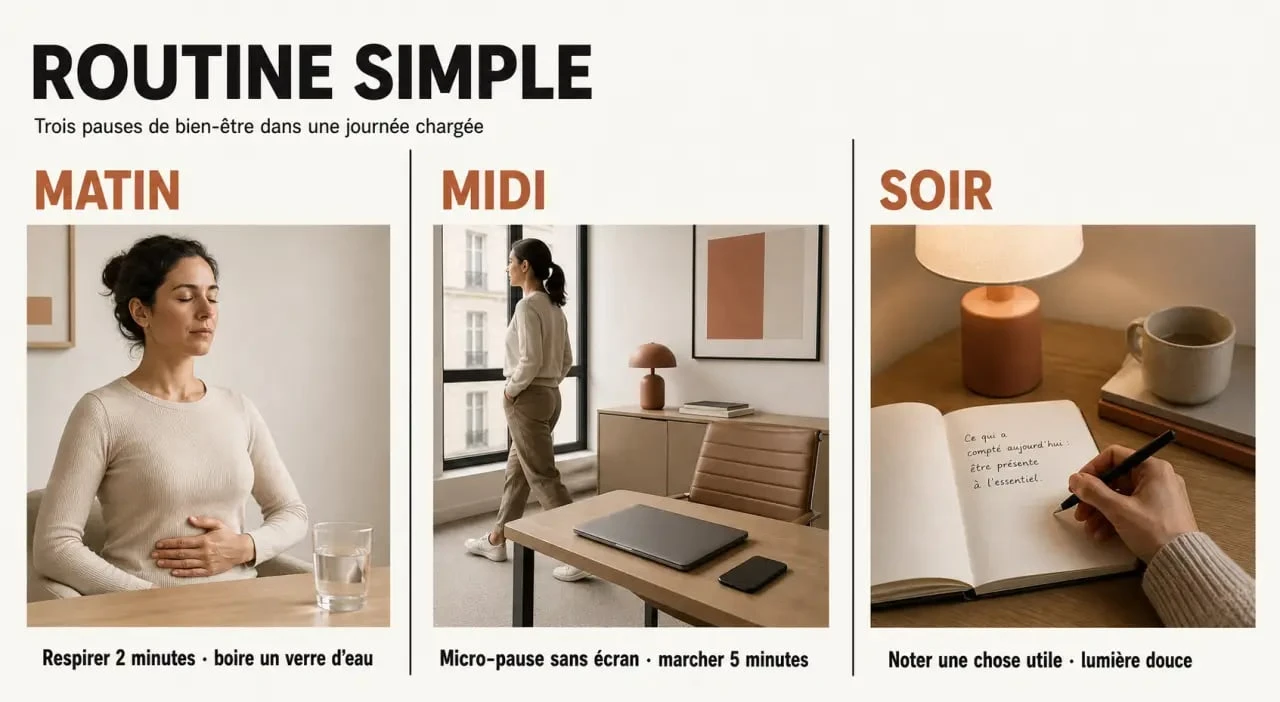 Prendre soin de soi simplement avec une routine quotidienne en trois moments