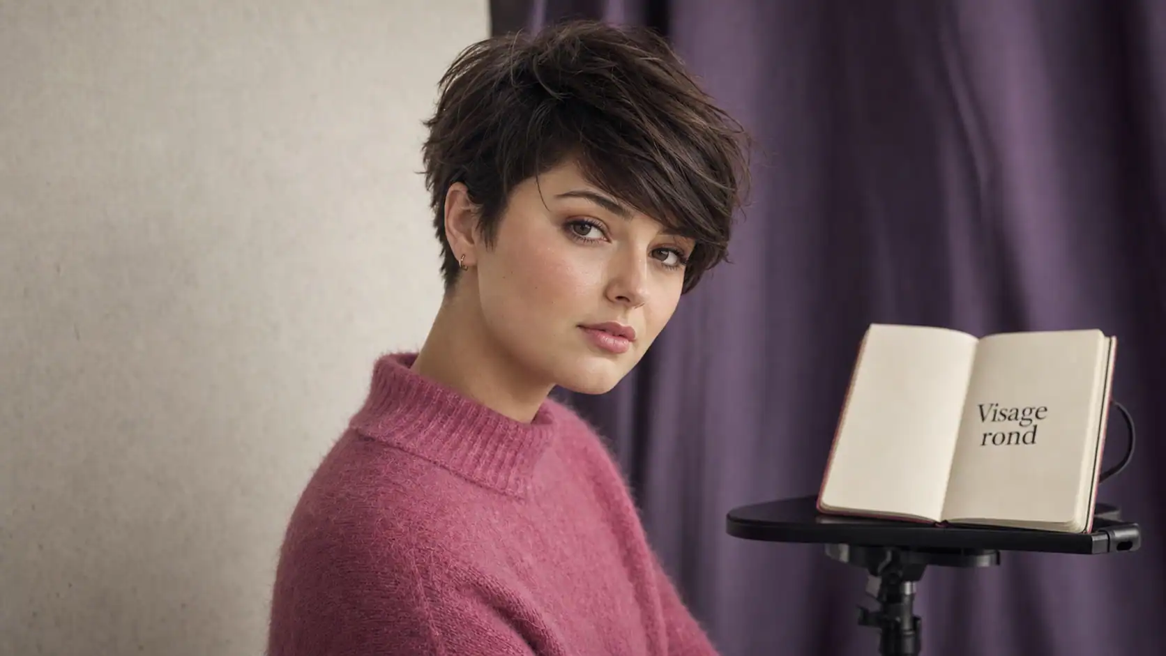 Visage rond moderne : coupe courte femme pixie texturée