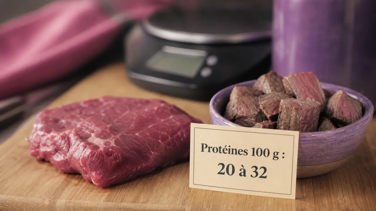 Combien de proteine dans 100g de viande rouge : 20 à 32 g selon le morceau