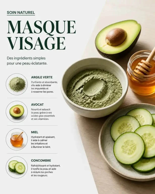 Ingrédients naturels pour préparer un masque pour le visage maison